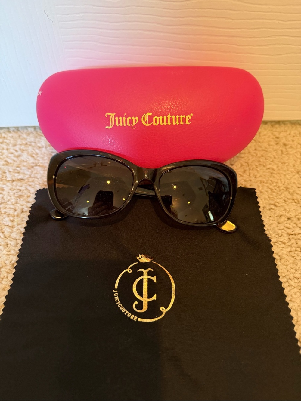 VTG Juicy Couture JU 556/S Tortoise Gold Studded Cat Eye Sunglasses with Case
